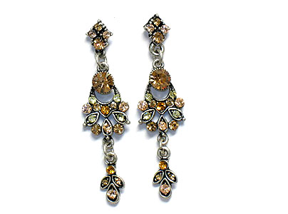 Crystal flower drop earring