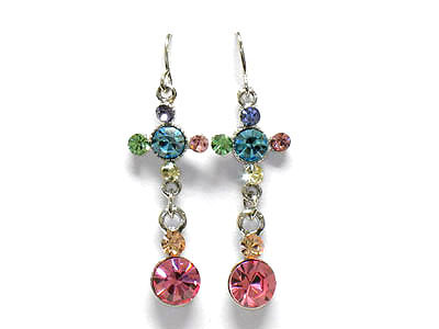 Crystal bubble long drop earring