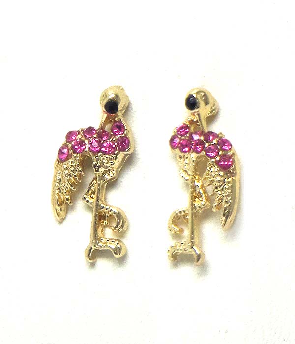 Premier electro plating crystal flamango stud earring