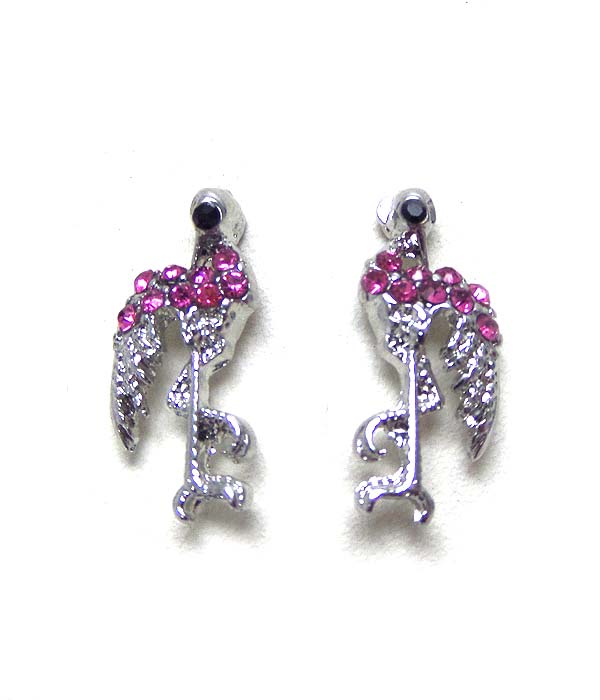 Premier electro plating crystal flamango stud earring