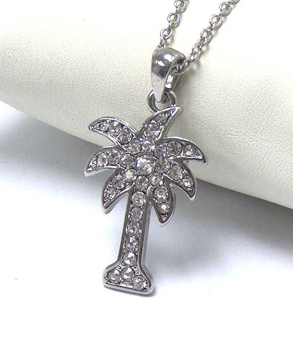 Premier electro plating crystal palm tree necklace