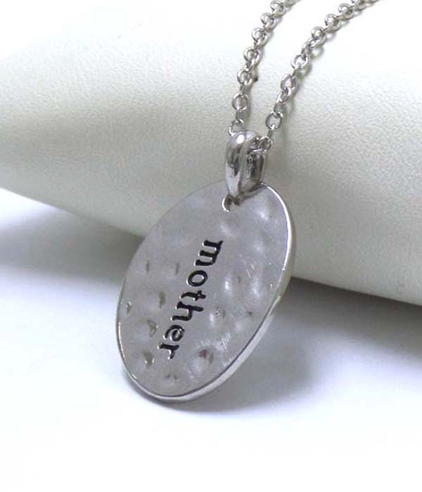 Premier electro plating hammered oval pendant necklace - mother