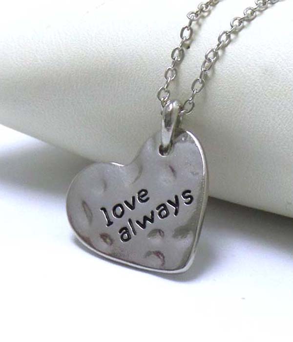 Premier electro plating hammered heart pendant necklace - love always