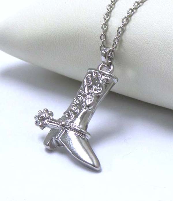 Premier electro plating cowboy shoe pendant necklace