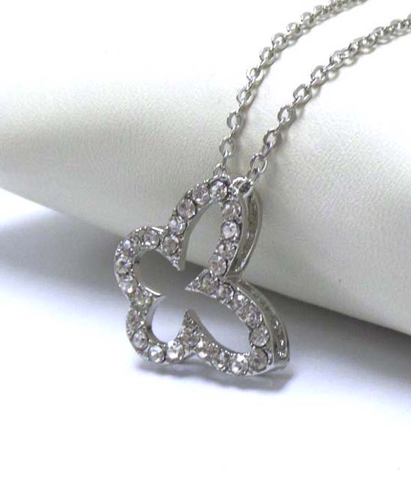 Premier electro plating crystal butterfly pendant necklace