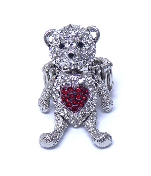Premier electro plating crystal bear stretch ring