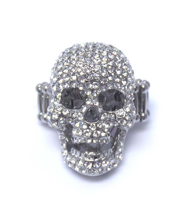 Premier electro plating crytal skull stretch ring