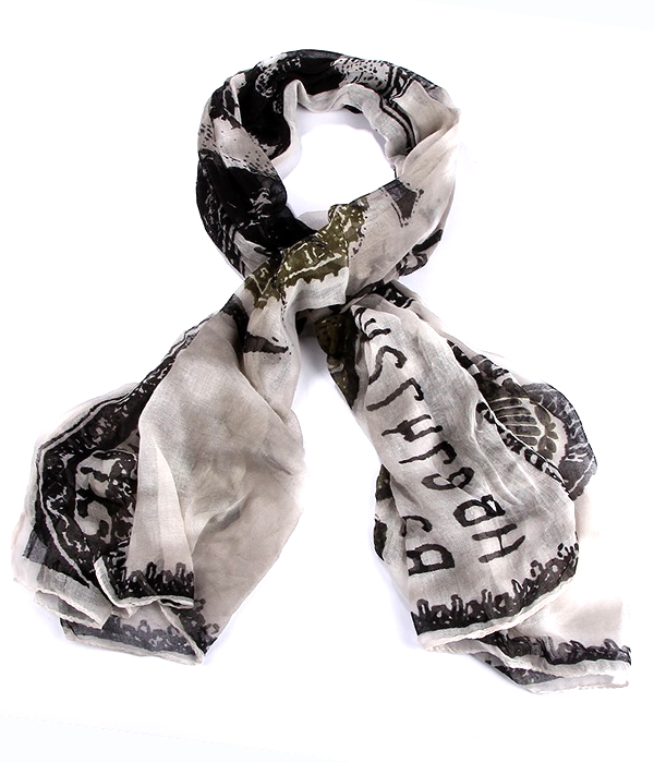 35x70 inch hundred dollar bill print fashion scarf