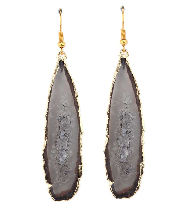 Handmade teardrop druzy side gold plate earring