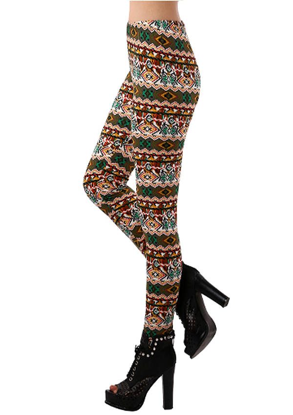 Aztec pattern print large leggings - 65% poly 35% cotton -western