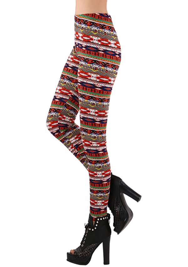 Aztec pattern print large leggings - 65% poly 35% cotton -western