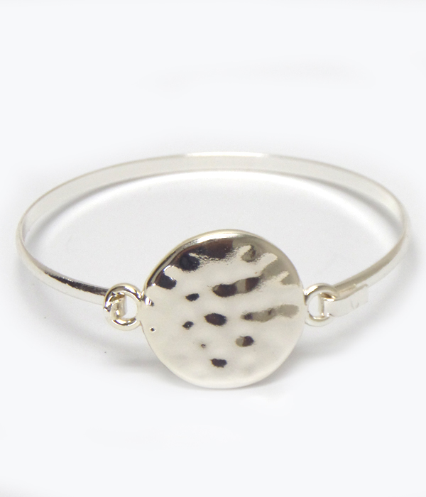 Engravable round metal push bangle bracelet