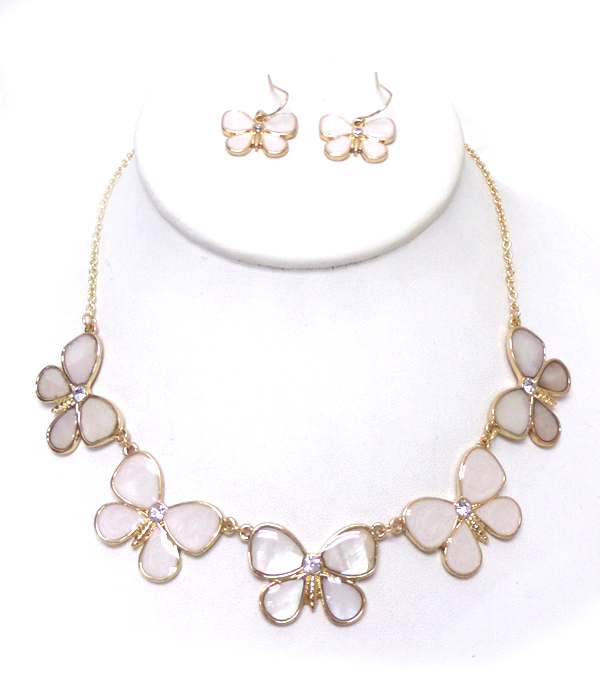 Mother of pearl butterfly necklace set