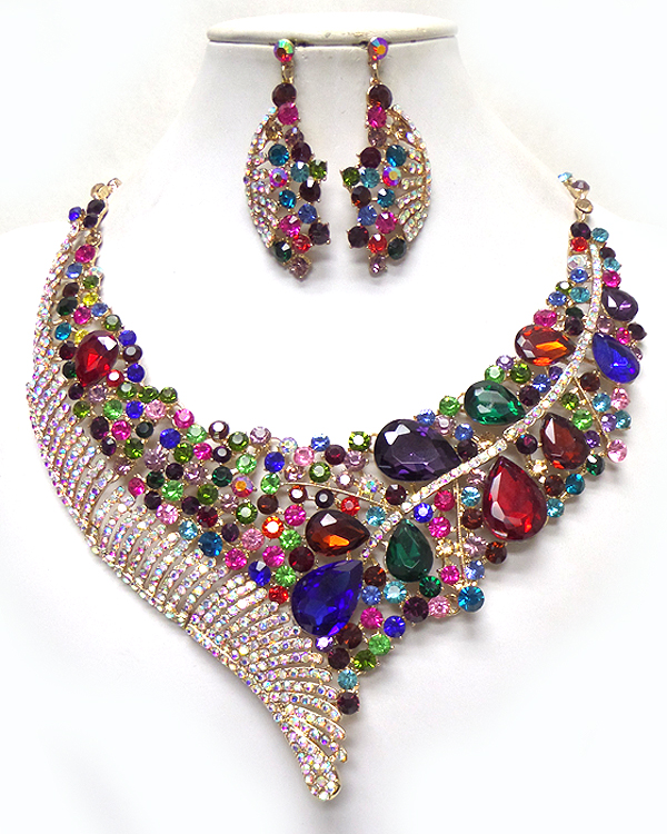 Luxury class victorian style and austrian crystal party necklace set