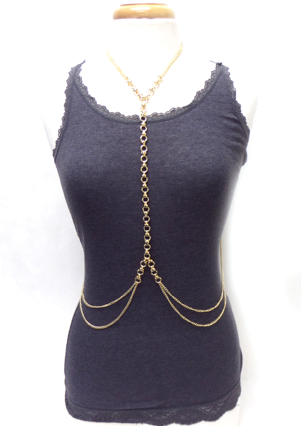 Layer thin chain with two layer drop body chain