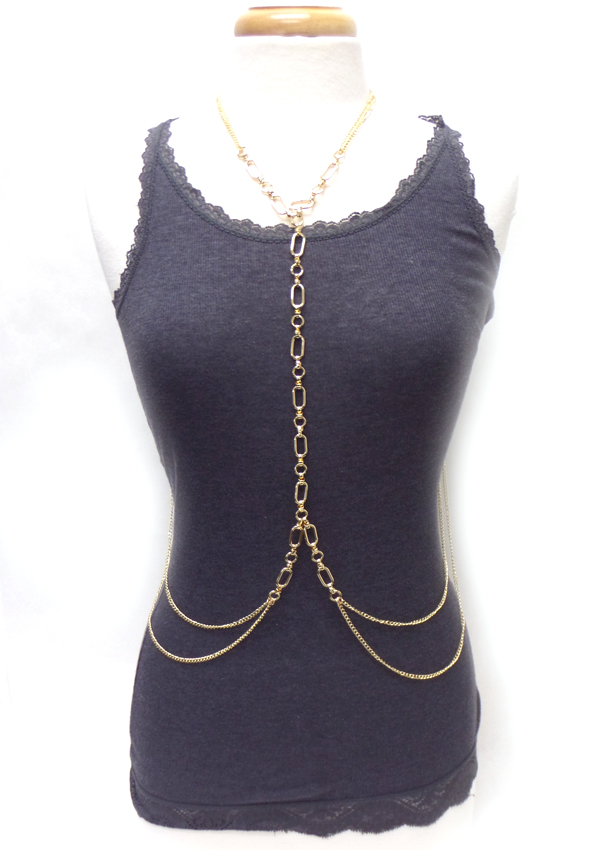 Layer thin chain with two layer drop body chain
