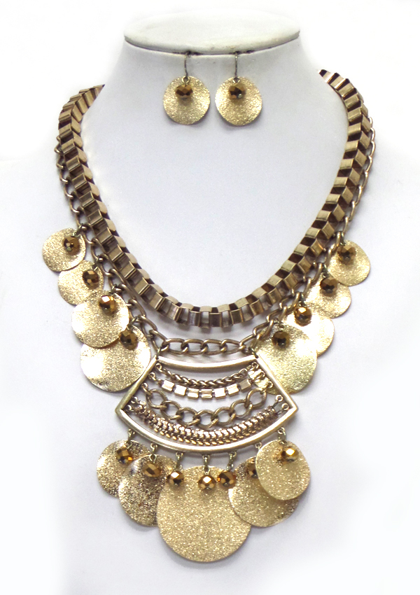 Baroque style multi metal statement necklace set
