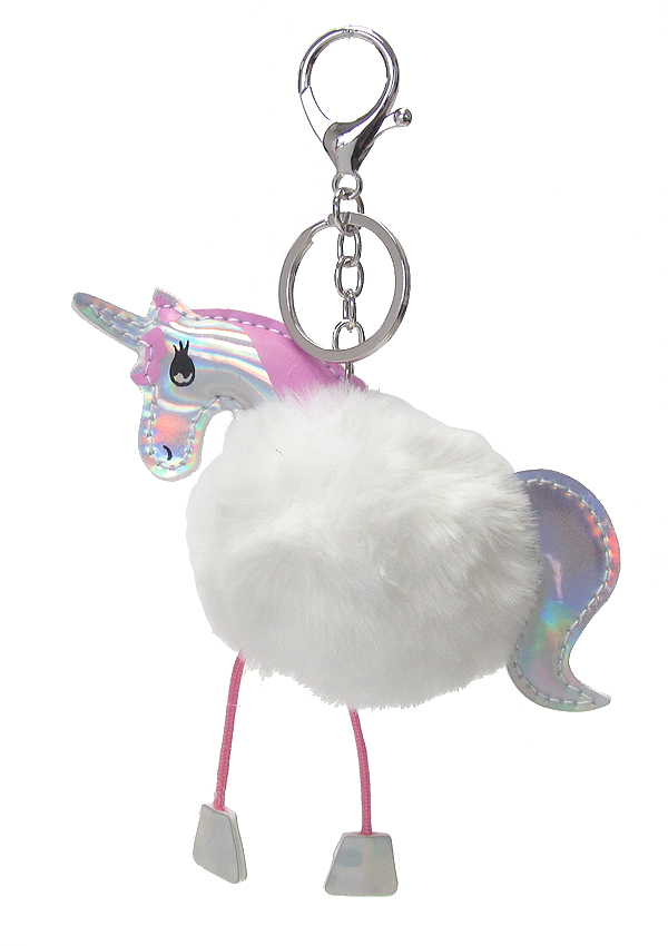 PUFFY CUSHION AND POM KEY CHAIN - UNICORN