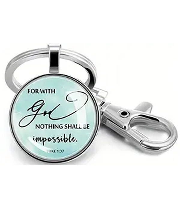 Religious inspiration puffy glass keychain - nothing is impossible