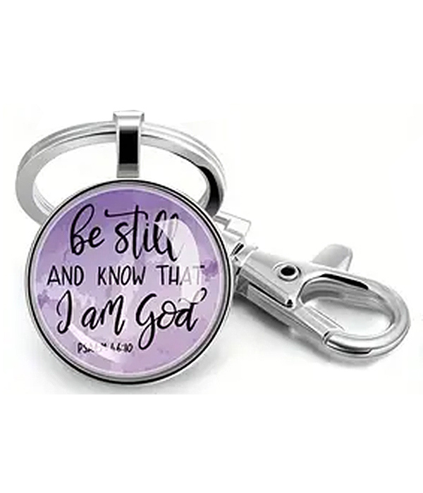 Religious inspiration puffy glass keychain - be still