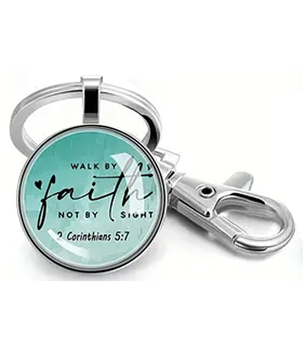 Religious inspiration puffy glass keychain - walk by faith