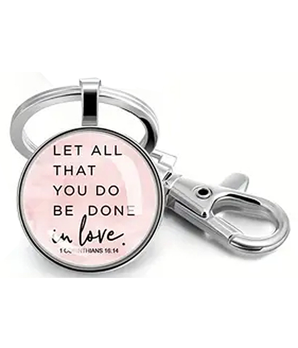 Religious inspiration puffy glass keychain - love