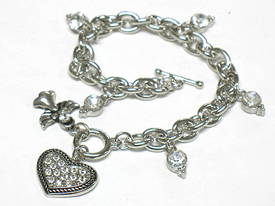 Crystal heart charm bracelet