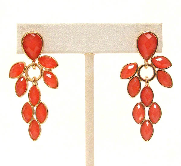Facet acrylic stone drop earring