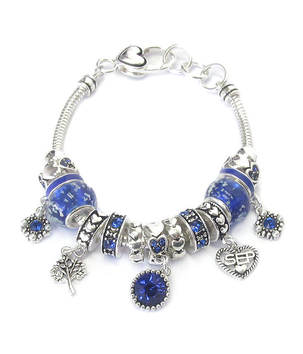 Birthstone theme multi ring bracelet - september