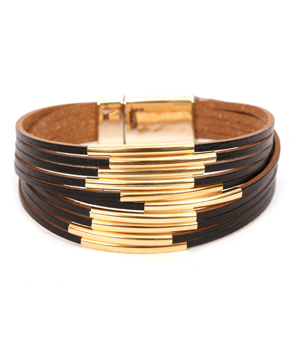 MULTI LAYER LEATHER MAGNETIC BRACELET