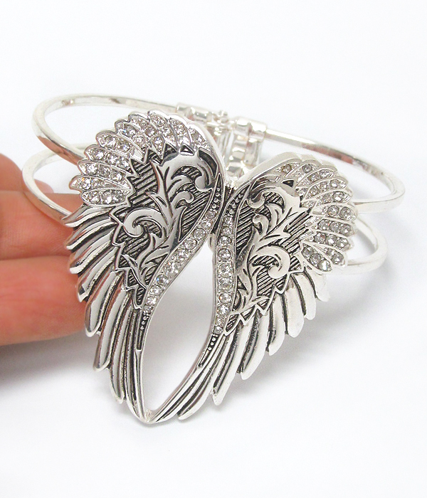 Angel wing hinge bangle bracelet