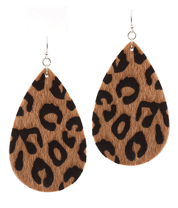 ANIMAL PRINT FABRIC TEARDROP EARRING