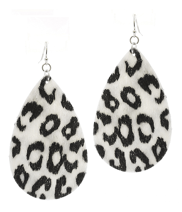 Animal print fabric teardrop earring