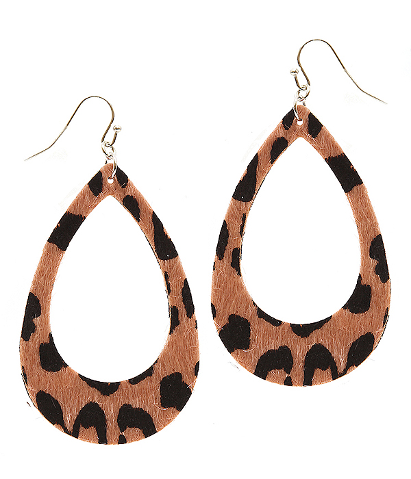 ANIMAL PRINT FABRIC TEARDROP EARRING