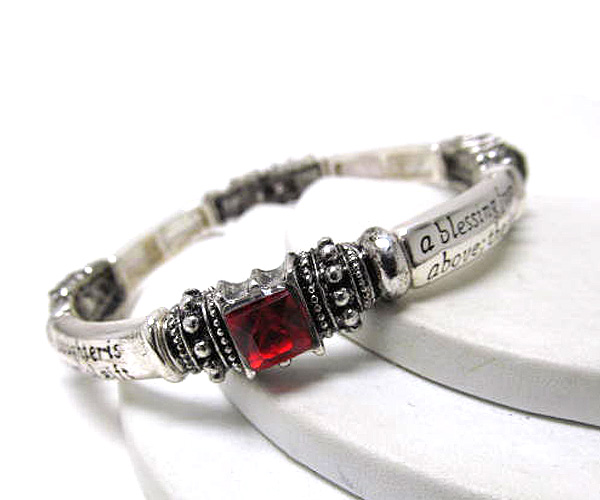 Crystal and message stretch bracelet