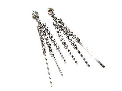 Crystal triple line drop earring