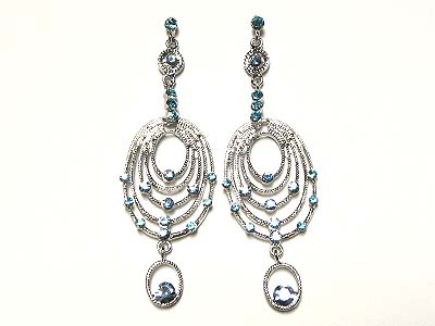 Crystal multi oval shape line earring