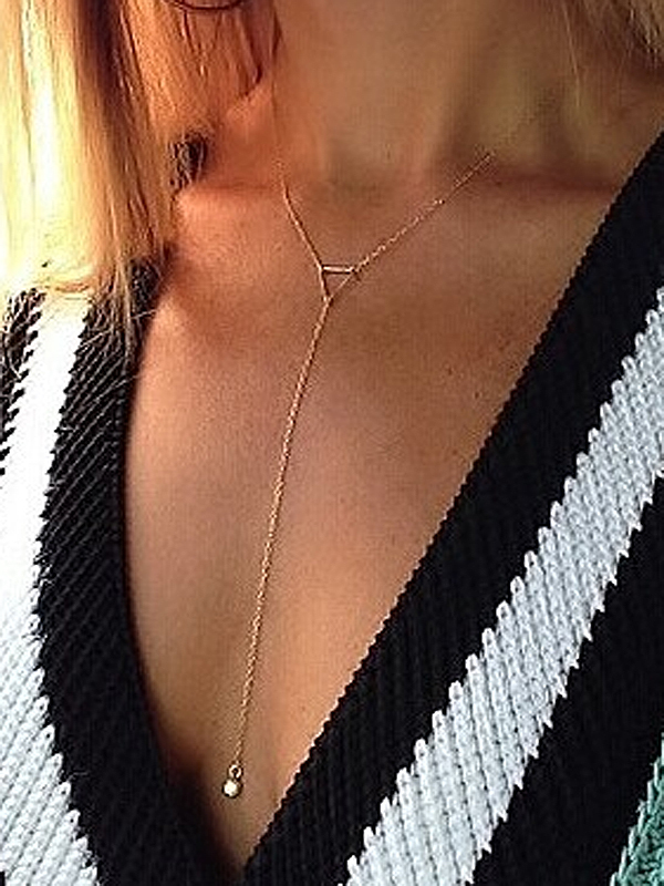 Metal chain and crystal long y drop necklace - etsy style