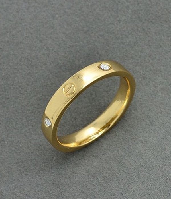 Designer inspired simple metal ring - crystal