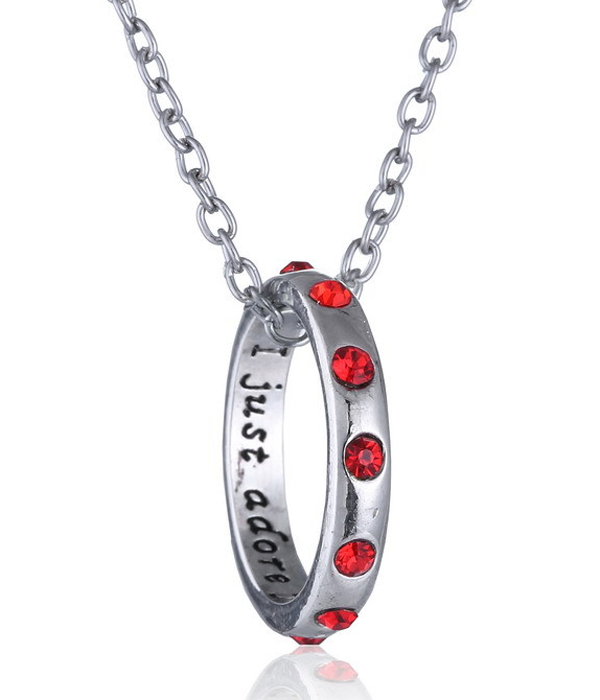 I just adore you messaged inside crystal stud ring necklace