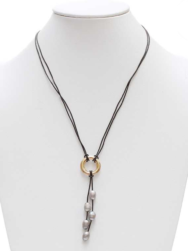 Genuine fresh water pearl drop y shape cord necklace