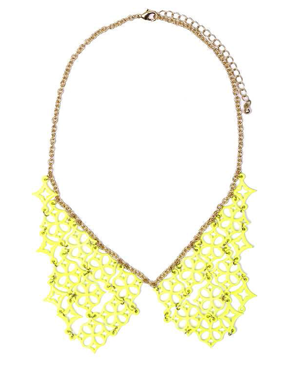 NEON COLOR METAL FILIGREE COLLAR NECKLACE