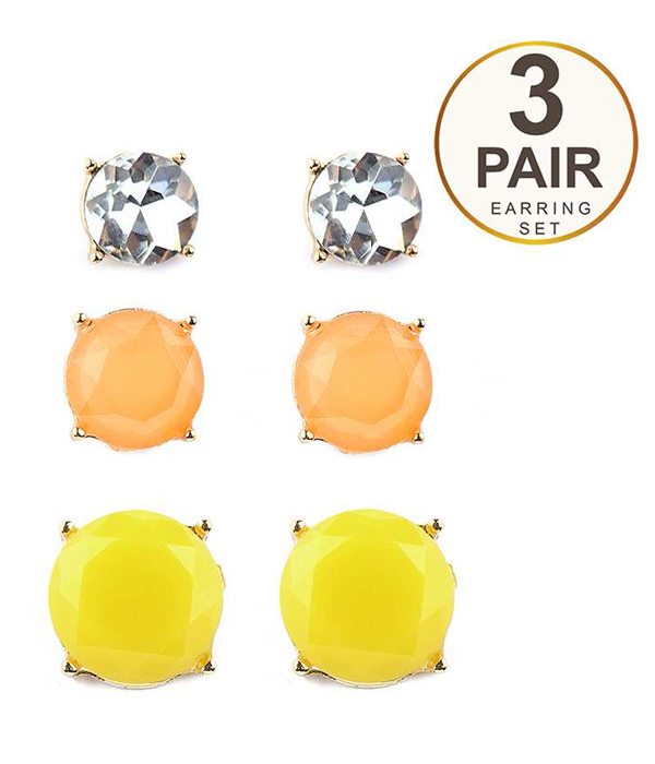 Neon round 3 pair earring set