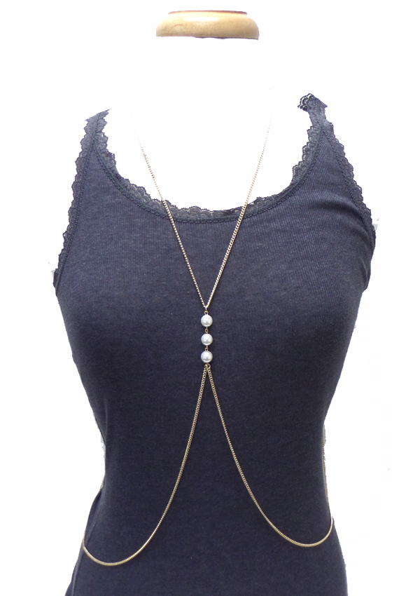 Two layer chain with pearls center body chain 