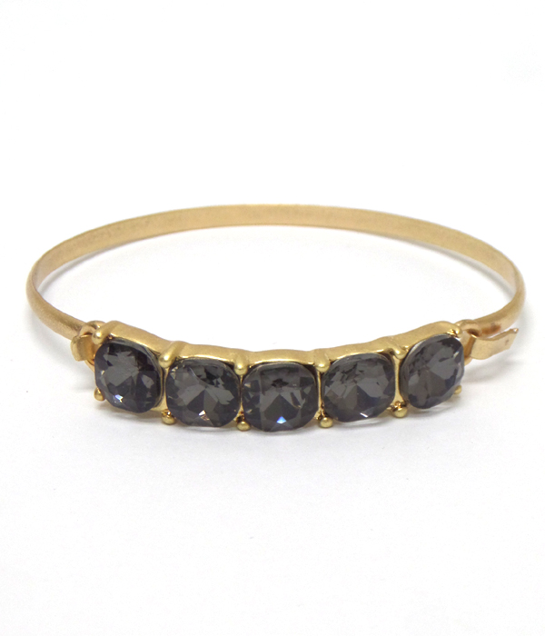 Five crystal metal push bangle bracelet