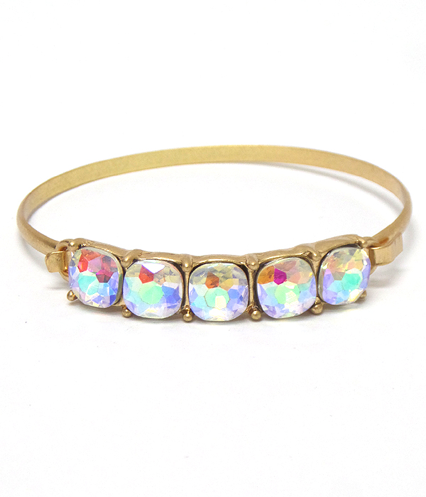 Five crystal metal push bangle bracelet