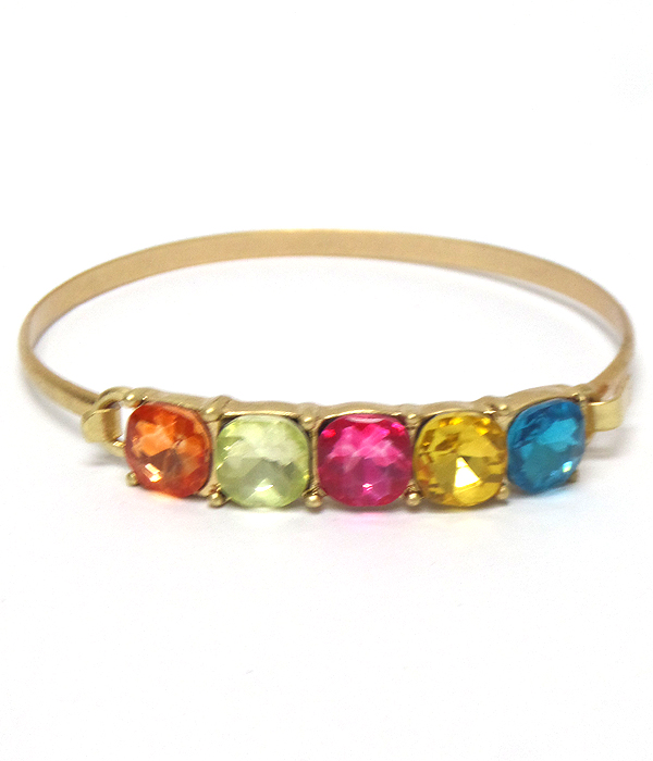 Five crystal metal push bangle bracelet