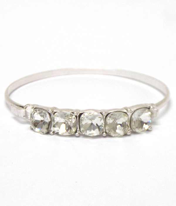 Five crystal metal push bangle bracelet