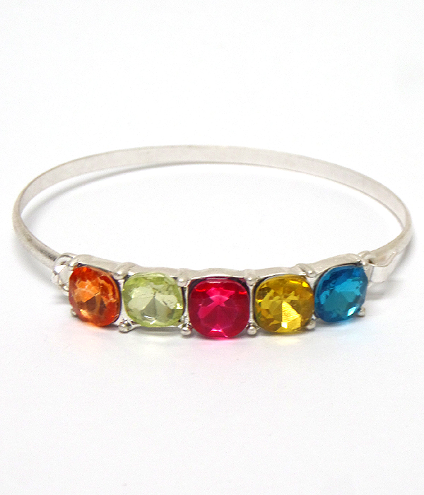 Five crystal metal push bangle bracelet