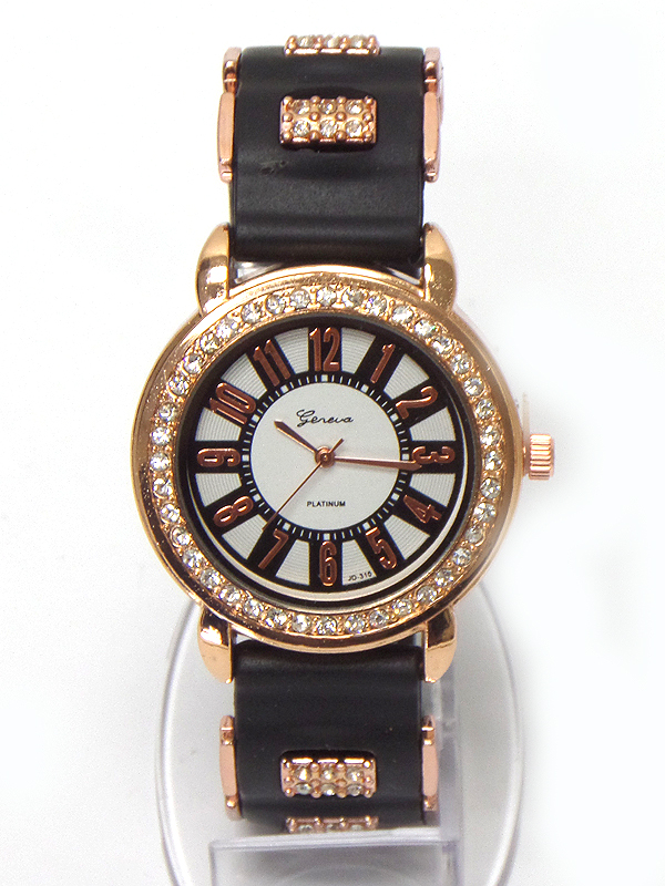 Crystal stud unisex jelly silicon band wrist watch?